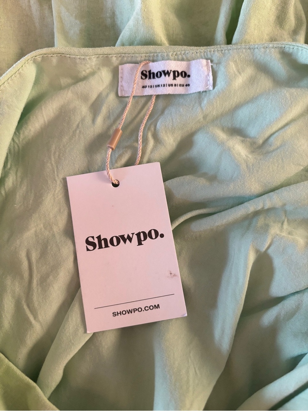 Showpo NWT green off shoulder puff sleeve babydoll mini dress - light green - 8 - Picture 7 of 10